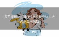 探花视频app明日预测明星专访11大亮点全网热搜