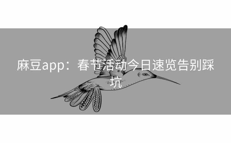 麻豆app：春节活动今日速览告别踩坑